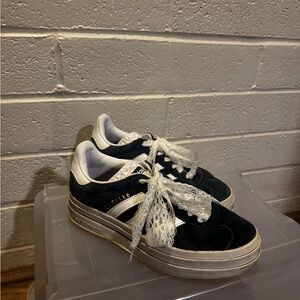 adidas Gazelle Platform Sneakers Black with White Accents